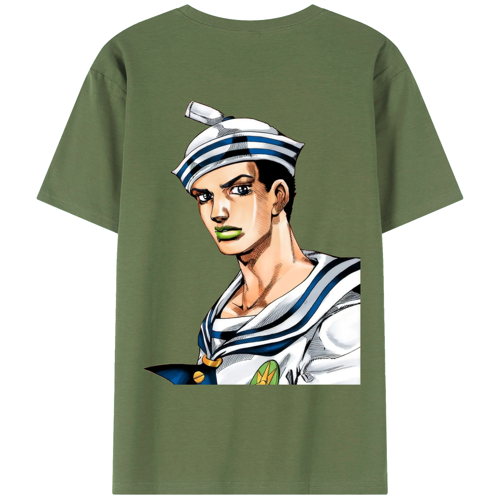 （画像用） ジョジョの奇妙な冒険 東方定助 JoJo's Bizarre Adventure Higashikata Josuke 綿100％ メンズ半袖Tシャツ（バックプリント） 通気性